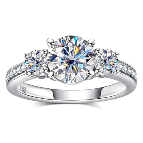 AimiIee 1.4-2.2cttw Moissanite Engagement Ring, D Color VVS1 Clarity, 925 Sterling Silver
