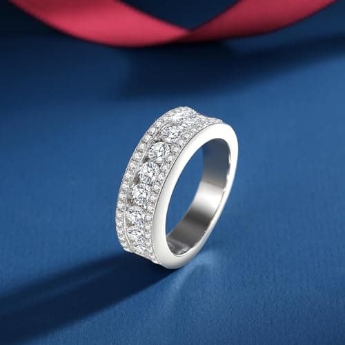 VAXOJEL D Color VVS1 Moissanite Engagement Ring 18K White Gold Plated Sterling Silver