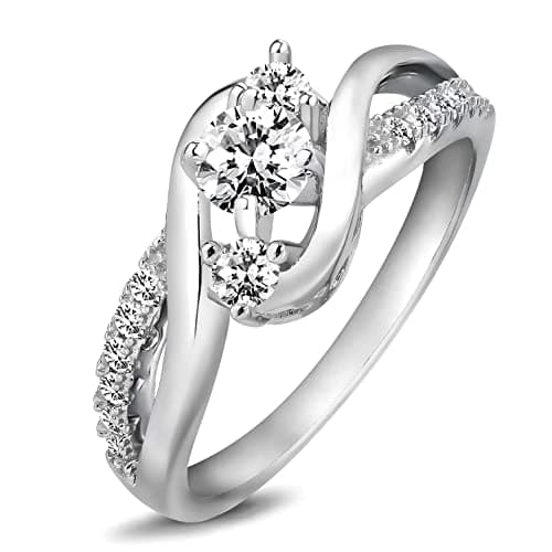 Refined and simplified title: 1.1 ct Three Stone Moissanite Engagement Ring, 925 Sterling Silver Twisting Band