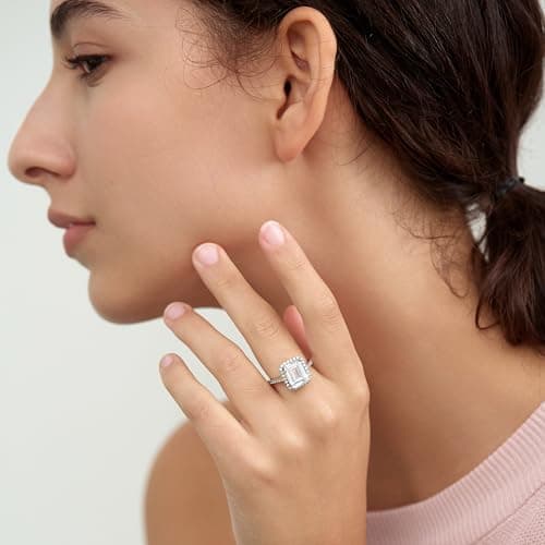Michooyel 4.0ct Emerald Cut S925 Promise Ring for Women