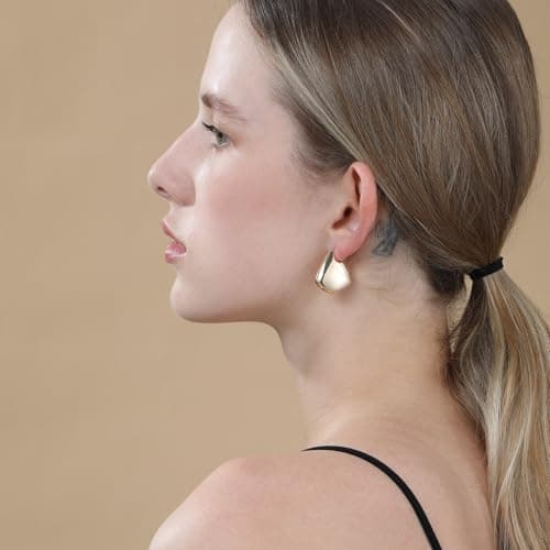 Hypoallergenic Gold Hoop Earrings for Women, Trendy 25/35mm Open Teardrop Dupes