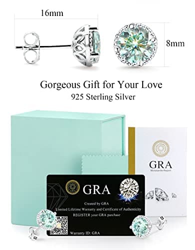 JEYHLOPX moissanite stud earrings for women