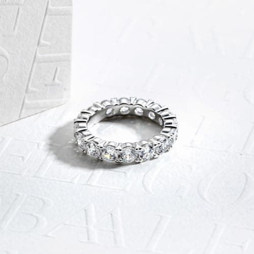 Gobaalele 5A Grade Round/Cushion Cut Cubic Zirconia Eternity Ring for Women