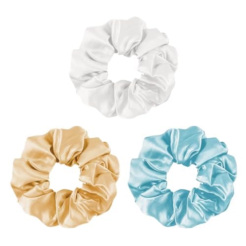 Mulberry Silk No-Damage Scrunchies for Curly Hair, 3 Pack