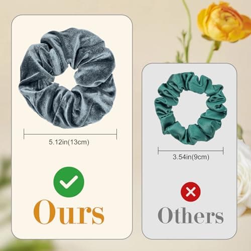 4-Pack Lolalet Large Soft Velvet Scrunchies for Thick Curly Hair - Women, Girls, Teens