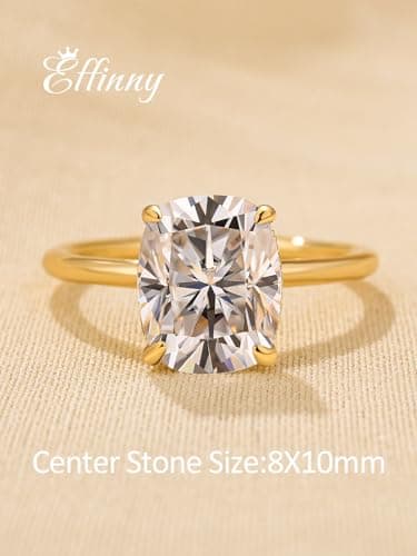 Effinny 3.5ct Elongated Cushion Cut Moissanite Engagement Ring, 925 Sterling Silver