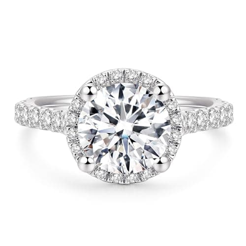 CGSRING 2ct Round Cut Moissanite Halo Engagement Ring for Women