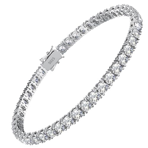 10.5-14 Carat Lab Grown Diamond Moissanite Tennis Bracelet 18k White Gold Plated 925 Sterling Silver
