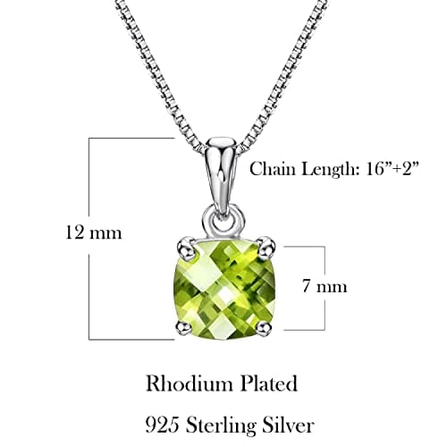 Michooyel Sterling Silver Peridot Pendant Necklace for Women, 16-18 Inch