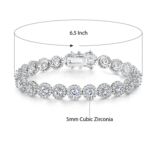 Gemsme 18K Gold Plated Round CZ Tennis Bracelet for Women 6.5-8.5 inch