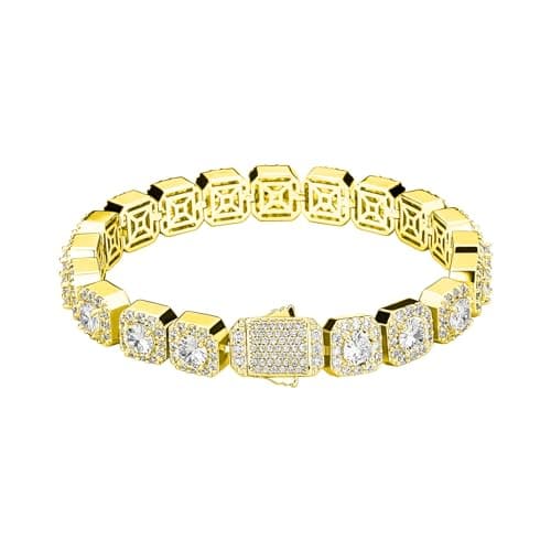 JINAO JINAO Silver 14k Gold Plated Men Women Tennis Bracelet (Silver, 7.0)