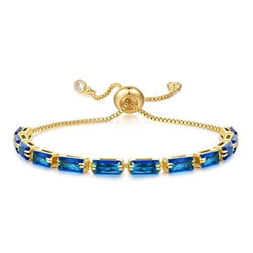 KissYan 14K Gold Plated Cubic Zirconia Adjustable Slider Tennis Bracelet
