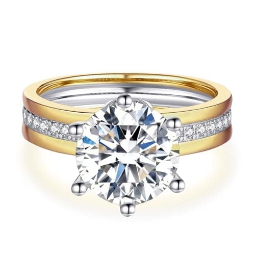LuluRell Moissanite Promise Rings for Women, S925 Sterling Silver 6 Prong Solitaire D Color VVS1 Clarity Round Cut