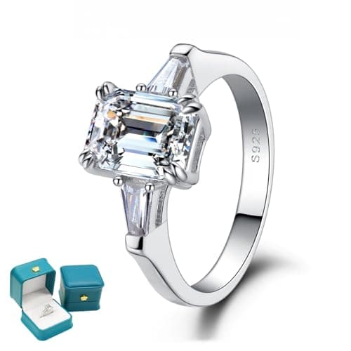 LuluRell Moissanite Promise Rings for Women, S925 Sterling Silver 6 Prong Solitaire D Color VVS1 Clarity Round Cut