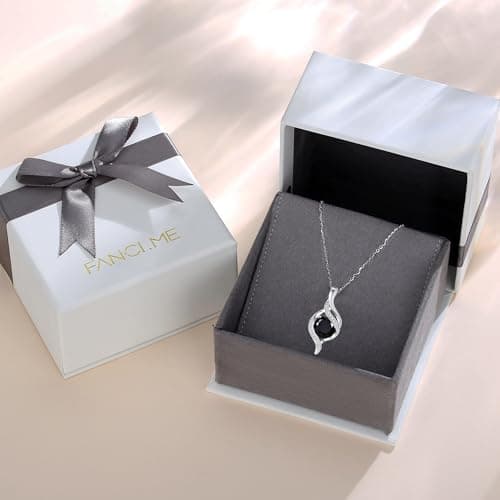 FANCIME Women's Round Cubic Zirconia Birthstone Necklace in Sterling Silver for Mom