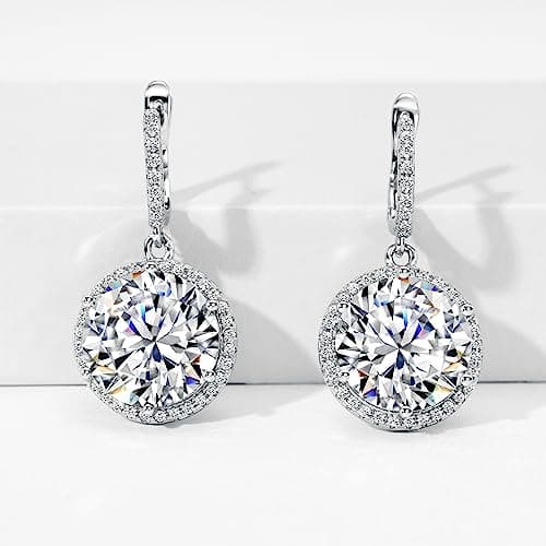 Michooyel Sterling Silver D-E Color VVS Cubic Zirconia Halo Earrings