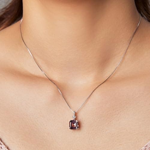 Michooyel S925 Cubic Zirconia/Morganite Asscher Cut Pendant Necklace for Women