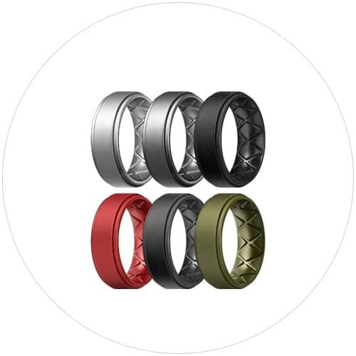 Egnaro Breathable Silicone Wedding Bands for Men - Multipack Step Edge