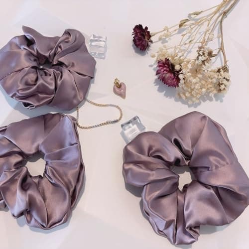 6 Color Purple Pure Mulberry Silk Scrunchies for Women Girls