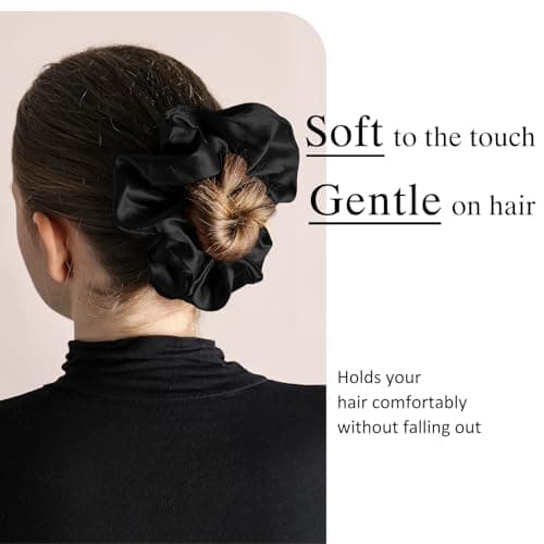 Chuangdi Black Jumbo Satin Scrunchies for Women