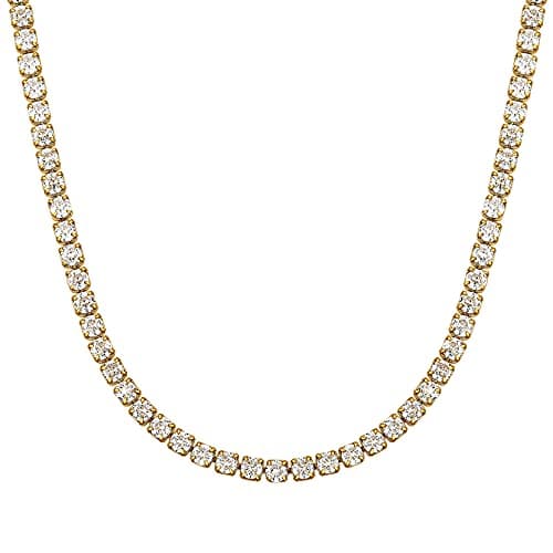 Richsteel Clear/Black 3mm CZ Tennis Chain Necklace for All