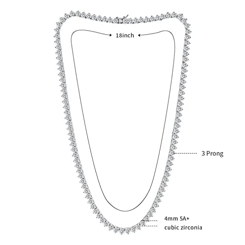 MOFEIJEWEL 18K White Gold Plated 5A Cubic Zirconia Tennis Necklace