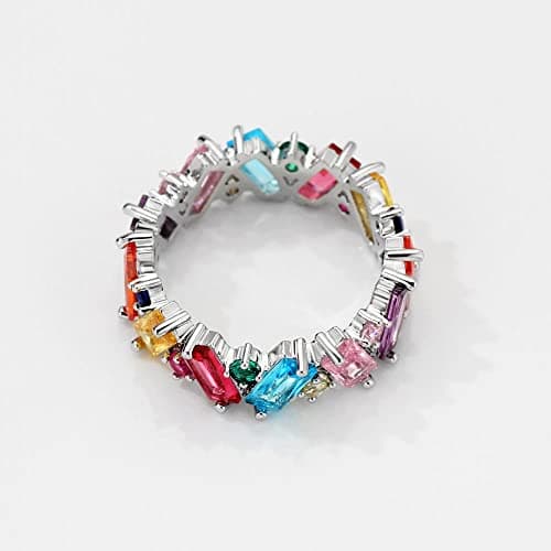 Michooyel Eternity Multicolor CZ Ring for Women