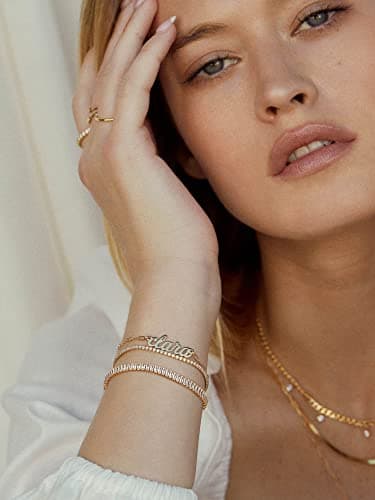 Pearlada 18k Gold Layered Coin Charm Cubic Zirconia Bracelet