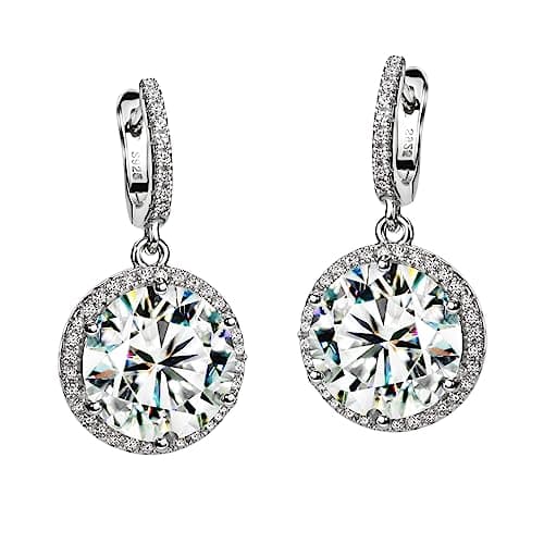 Michooyel Sterling Silver D-E Color VVS Cubic Zirconia Halo Earrings