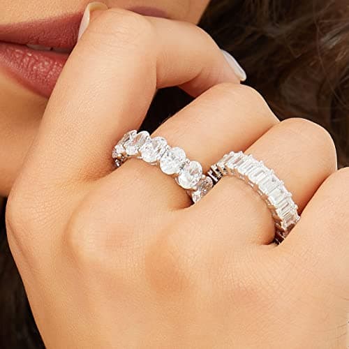 Michooyel S925 Oval Cut Eternity Rings for Women