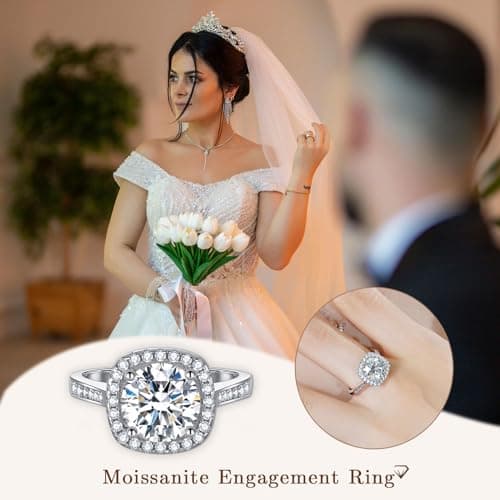 LuluRell Moissanite Promise Rings for Women, S925 Sterling Silver 6 Prong Solitaire D Color VVS1 Clarity Round Cut