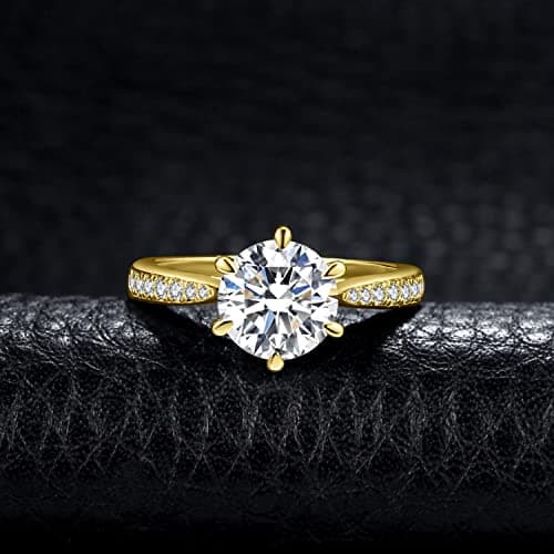 Moissanite Solitaire Engagement Rings for Women, 925 Sterling Silver Promise Ring