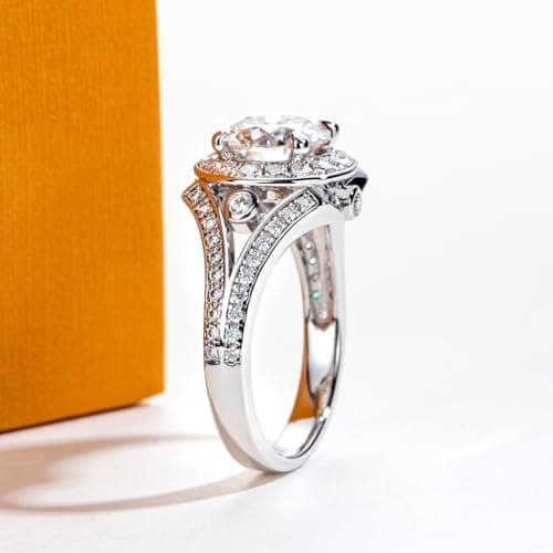 AimiIee Moissanite Engagement Ring 1.2-2.8CTTW VVS1 925 Sterling SilverVintage Halo Ring
