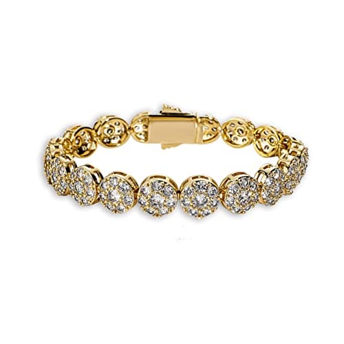 TOPGRILLZ 10mm 14K Gold Plated Iced Out CZ Solitaire Tennis Bracelet