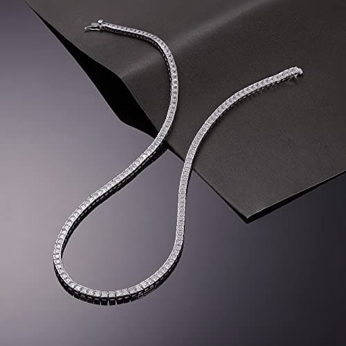 MDFUN 18K Gold Plated 3.0mm Cubic Zirconia Tennis Neck Choker 16-24 inches