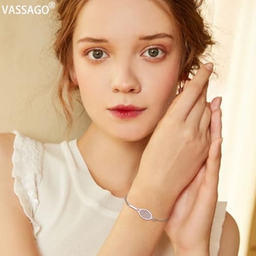 VASSAGO Adjustable Tennis Racket Charm Bracelet Gifts for Tennis Enthusiasts