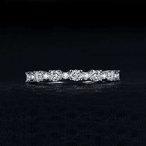 JewelryPalace Half Eternity 925 Sterling Silver Promise Ring for Women, Classic CZ Anniversary Band
