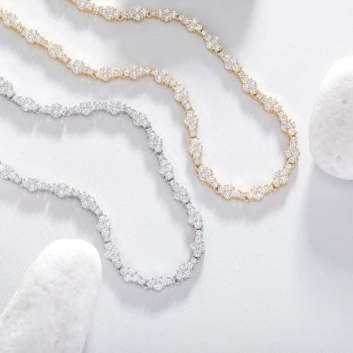 TOPGRILLZ 14K Gold Plated Dainty Tennis Chain Necklace 16-24 Inches