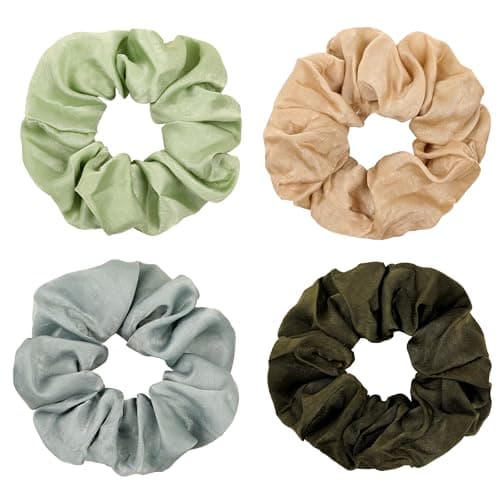 Ivyu Silk Satin Scrunchies - Soft No-Hurt Hair Bands for Women White Black Gray Pink