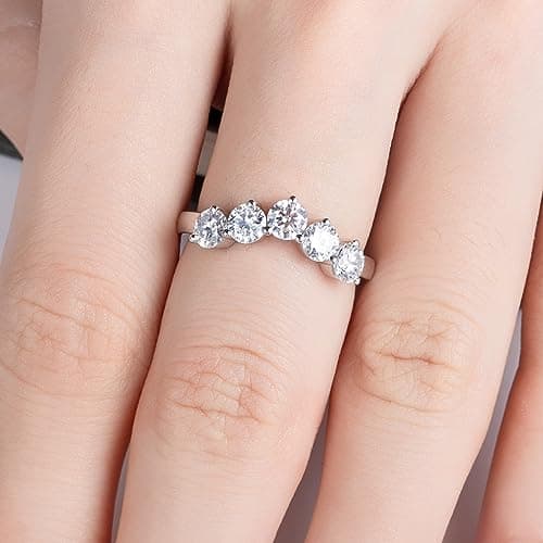 AimiIee D Color VVS1 Moissanite Eternity Ring 925 Silver Anniversary Band