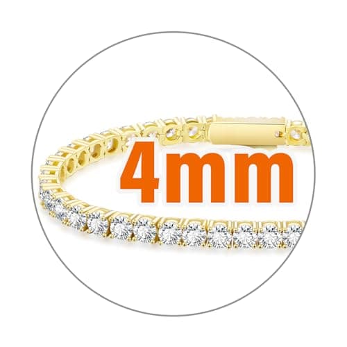 KRKC&CO Iced Out 5A CZ 3/4mm Tennis Bracelet 14k Gold/White Gold