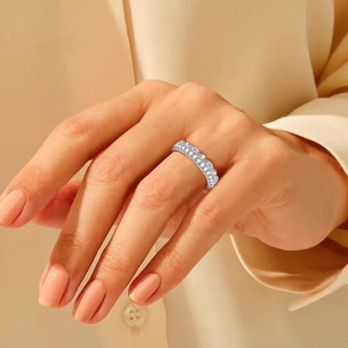 Yaresul Moissanite Half Eternity Ring 925 Silver D Color Stackable wedding ring