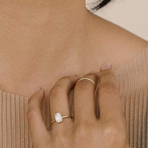 Michooyel 18K Gold Emerald Cut Moissanite Rings for Women