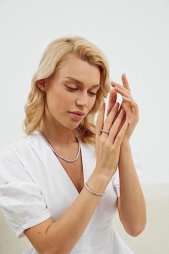 Gemsme 18K White Gold Plated Jewelry Set - Necklace, Bracelet, Earrings Pack of 3