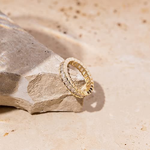 Pavoi 14K Gold Plated Cubic Zirconia Eternity Bands for Women