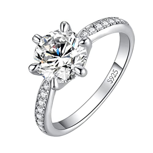 Moissanite Solitaire Engagement Rings for Women, 925 Sterling Silver Promise Ring