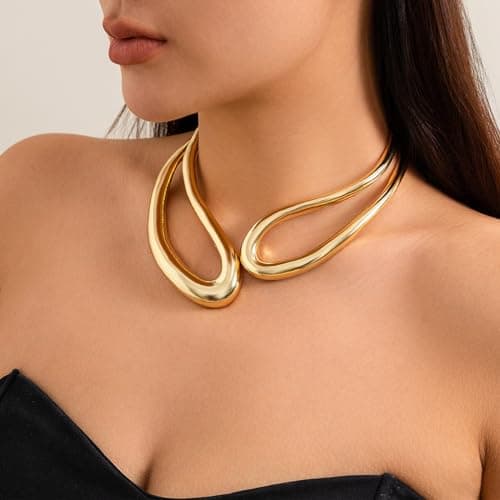 Chunky Gold Choker Necklace for Women and Teen Girls