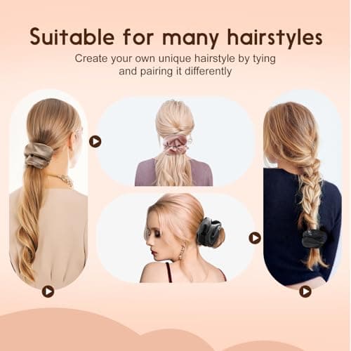 Premium Silk Velvet Scrunchies for Women, Soft Leave Yellow Milky White, 2pcs