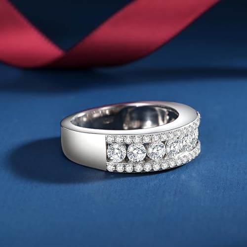 VAXOJEL D Color VVS1 Moissanite Engagement Ring 18K White Gold Plated Sterling Silver