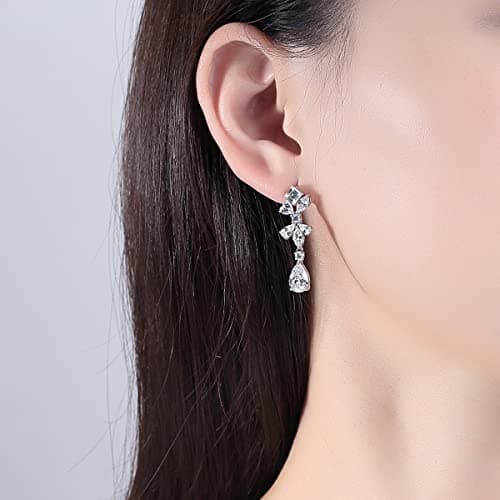 Michooyel Bridal Cubic Zirconia Teardrop Dangle Earrings for Women